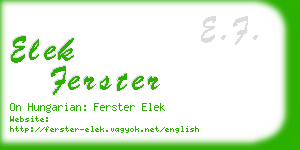 elek ferster business card